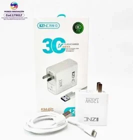 Cargador Carga Rapida IZNC K94-03+ 120W Tipo Lightning