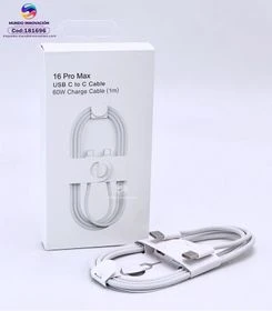 Cable iPhone 16 Pro Max 60W Tipo C A Tipo C