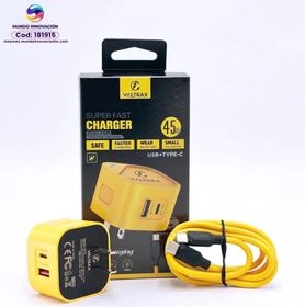 Cargador Carga Rápida Voltrax 45W USB/Tipo C a Tipo C