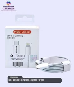 Cable Moq-Lonie Tipo C a Lightning 2 Metros