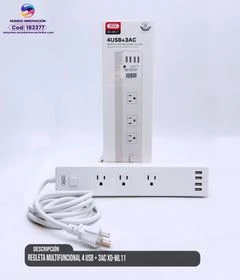 Regleta multifuncional 4 USB + 3AC XO-WL11