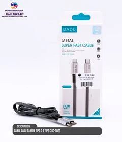 Cable DADU 3A 65W TIPO C a TIPO C DC-C003