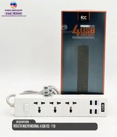 Regleta Multifuncional 4 USB FCC - T18