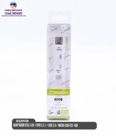Adaptador OTG 3 en 1 Tipo C 3.1 / USB 2.0 / Micro USB FCC-188