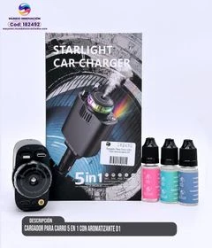 Cargador para Carro 5 en 1 con Aromatizante