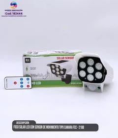Foco Solar Led con Sensor de Movimiento Tipo Cámara FCC-2188