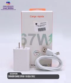 Cargador Charge 67W NJ-118 USB a Tipoc C