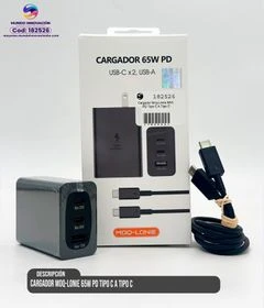 Cargador Moq Lonie 65W PD Tipo C a Tipo C