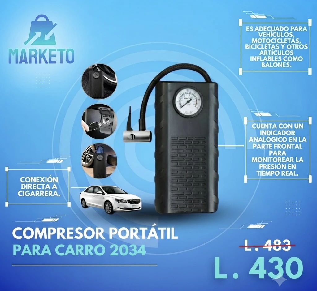 COMPRESOR PORTÁTIL PARA CARRO