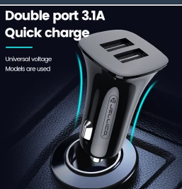 CAR CHARGER 3.1A 2 USB F1
