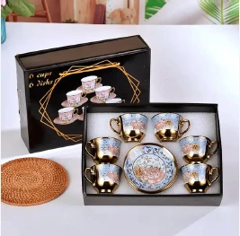 JUEGO DE TAZA Y PLATO DE VIDRIO - 12PZS