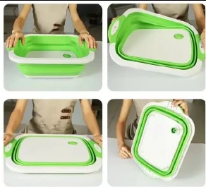 3 EN 1 TABLA PARA PICAR, COLADOR Y CESTA DE COCINA