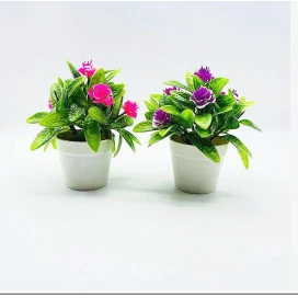 PLANTA EN MACETERA REDONDA CON FLORES