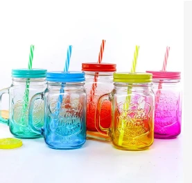 BOTES DE VIDRIO CON PAJILLA COLORES VARIADOS