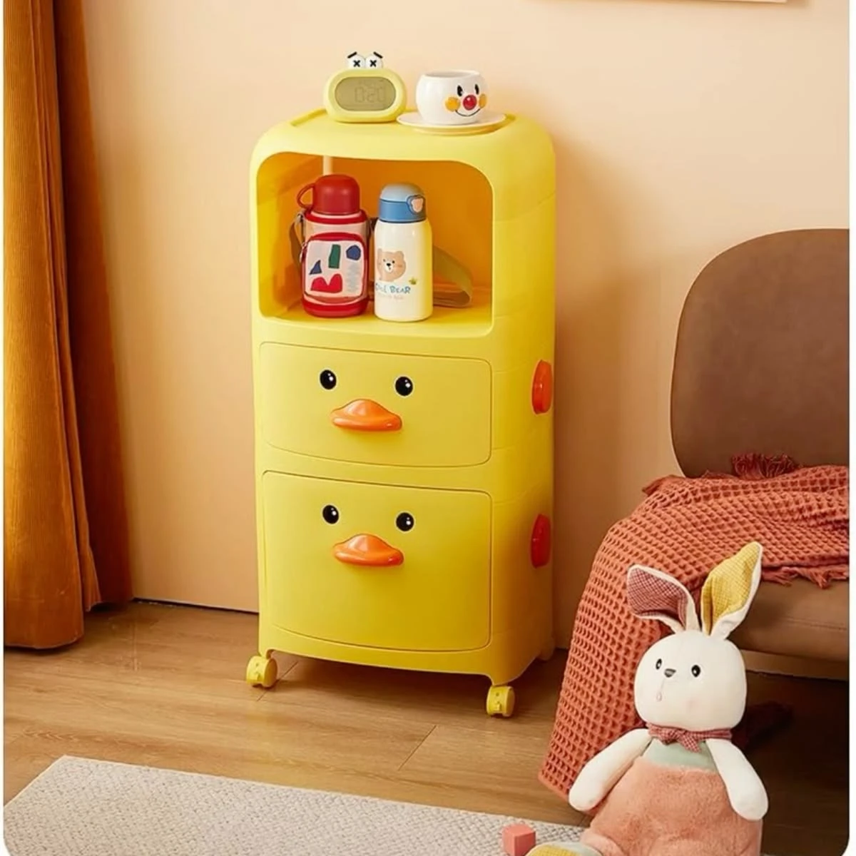 ORGANIZADOR DE PLASTICO CON FIGURA DE PATO DE 3 GAVETAS