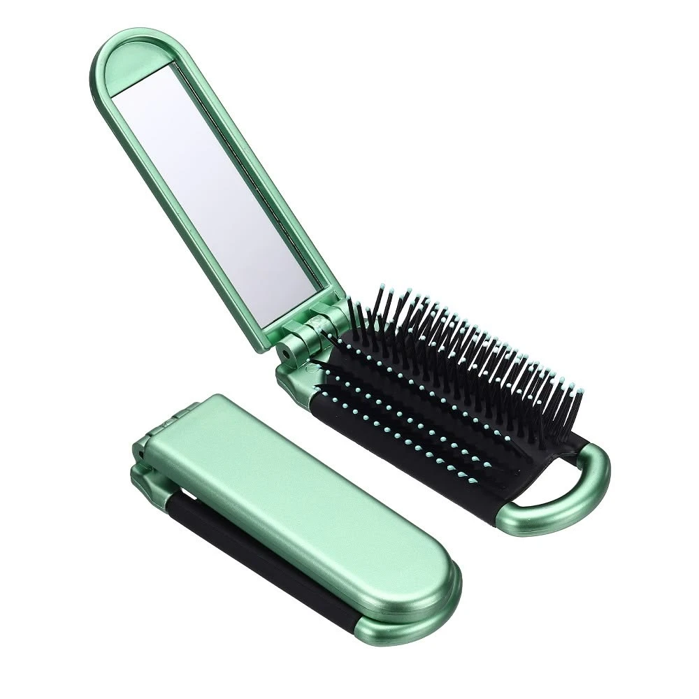 CEPILLO PLEGABLE PARA PELO DE DESENREDAR CON ESPEJO DE PLASTICO
