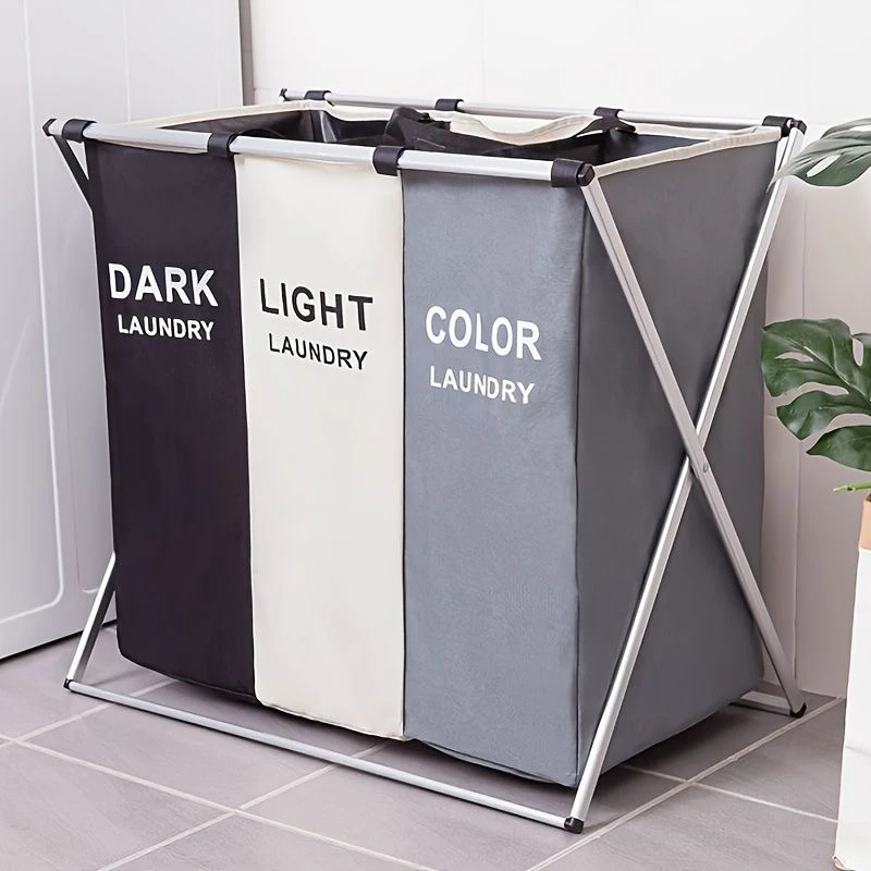 CESTA PARA LAVANDERIA DE 3 DEPOSITOS PLEGABLE