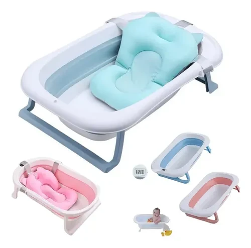 BAÑERA PARA BEBE DE PLASTICO AZUL Y ROSADO