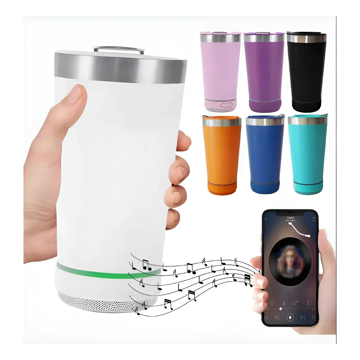 TERMO DE AGUA CON ALTAVOZ Y BLUETOOTH DE ACERO INOXIDABLE RECARGABLE