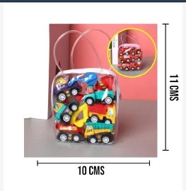 BOLSA CON CARRITOS DE JUEGUETE MINIATURA DE PLASTICO